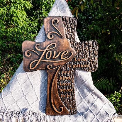 Carved wooden Christian cross