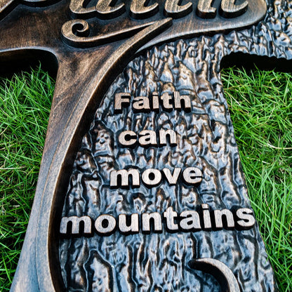 Beech Solid Wood Carved Faith Wood Cross