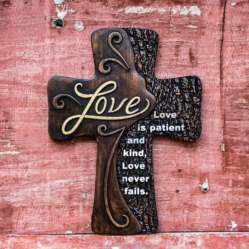 Carved wooden Christian cross