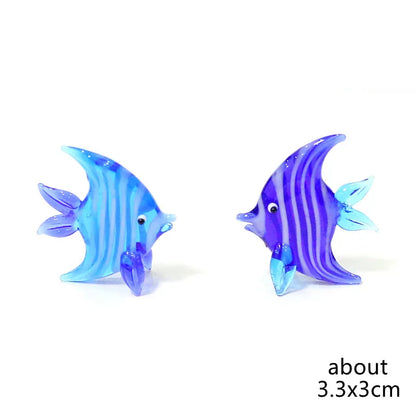 6pcs Hand Made Murano Glass Fish Figurines Aquarium Decorations Ornaments Accessories Miniature Glass Marine Animals Statues Set