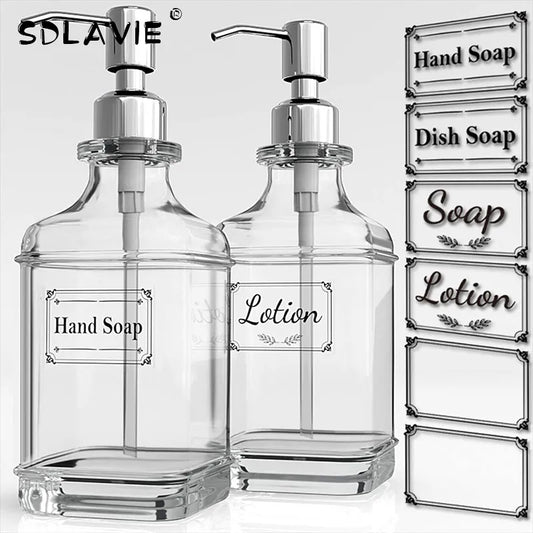 High Quality Antique Thick Clear Glass with  Stainless Steel Pump Soap Dispenser  -  300/550Ml