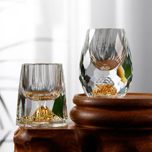 Luxury Crystal Glass Shot Glass - Double Bottom Gold Foil