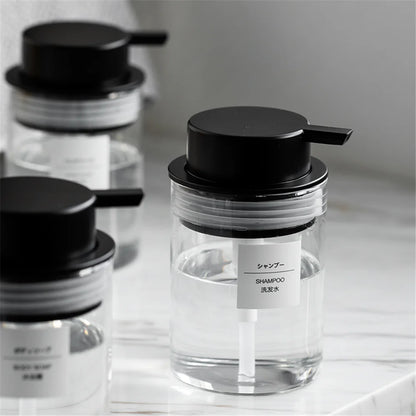 280ml Transparent Glass Soap Dispenser Hand Body Soap Shampoo Bottle Nordic Bathroom Liquid Empty Refill Storage Bottles