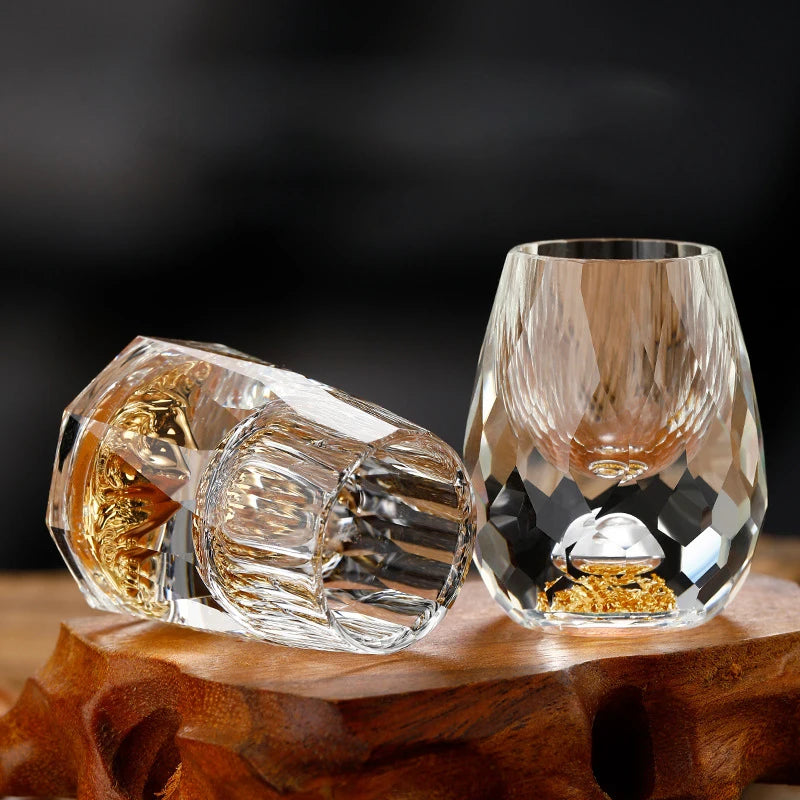 Luxury Crystal Glass Shot Glass - Double Bottom Gold Foil