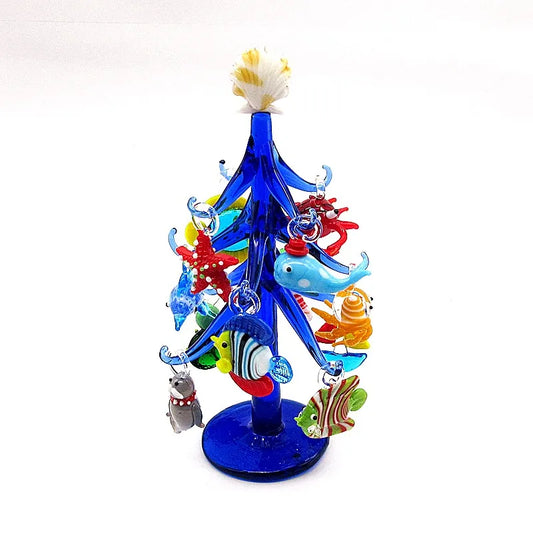 Handmade Dark Blue Murano Glass Tree