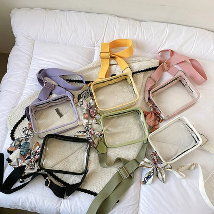 Clear Small Crossbody Bag with Adjustable Strap (Various Colors)