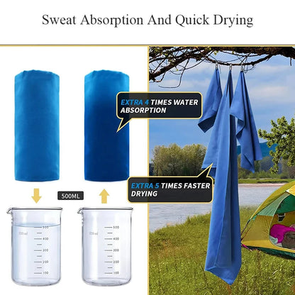 Quick-Drying Microfiber Towel with carrying pouch - Body or Hand Size