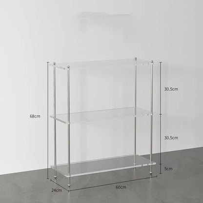 Acrylic Small Side Table with Shelves with or without Rollers