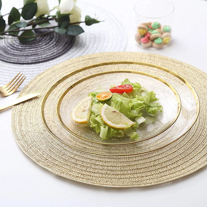 Braided Round Place Mats, Heat Insulation, Non-Slip, Washable - 6PCS