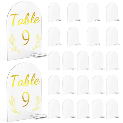 Clear Arch Acrylic Table Number Holder and  Blank Arched Name Signs 25Pcs