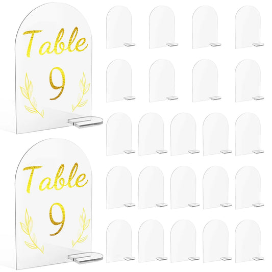 Clear Arch Acrylic Table Number Holder and  Blank Arched Name Signs 25Pcs