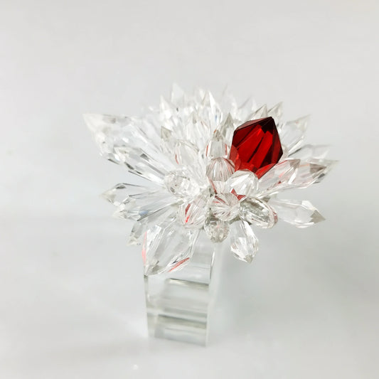 Crystal Acrylic  Napkin Ring -  Red or Blue Accents  -  4 Pcs