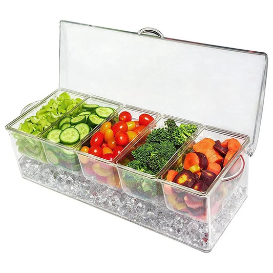 Chilled Fruit / Vegetable Container with Lid with 5 Compartments