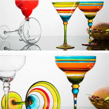 Creative  Handmade Colorful Cocktail Glasses -  Margarita, Wine, Martini Glasses