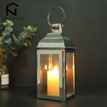 Stainless Steel Hanging Glass Lanterns Indoor Outdoor