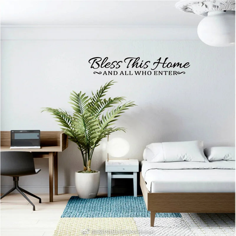 Christian Wall Sticker with Scripture Verse 
Bless This Home And All Who Enter