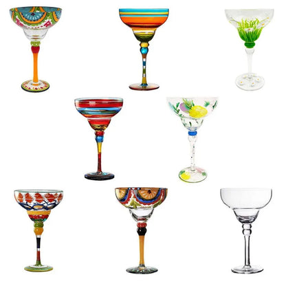 Creative  Handmade Colorful Cocktail Glasses -  Margarita, Wine, Martini Glasses