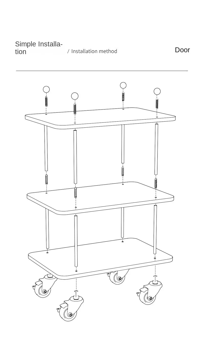 Acrylic Small Side Table with Shelves with or without Rollers