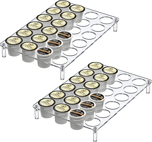 2-Pack 24-Slot Flat Acrylic Coffee Pod Holder, for Keurig K-Cups