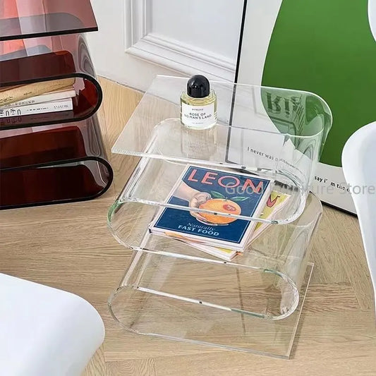 Transparent Acrylic End Table/Book Shelf  -  Transparent/Clear, Black, Brown or White