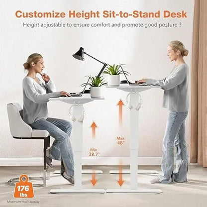 Electric Standing Desk  40 x 24 inch Adjustable Height  - Sit to Stand Up Desk with Splice Board