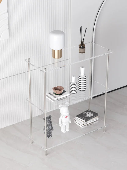 Acrylic Small Side Table with Shelves with or without Rollers