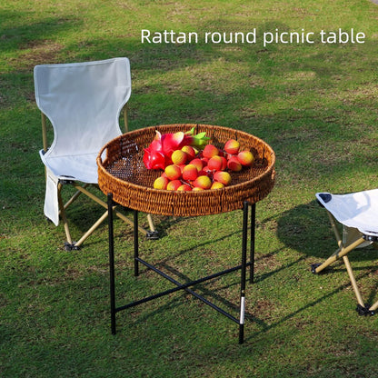 Portable Beach or Outdoor Table Folding Faux Rattan Table