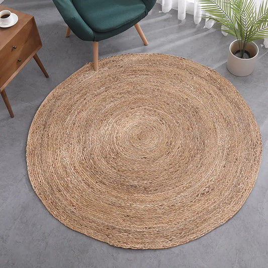 Hand-woven Rattan Carpets Round Straw Natural Fiber Rugs - Various Sizes
