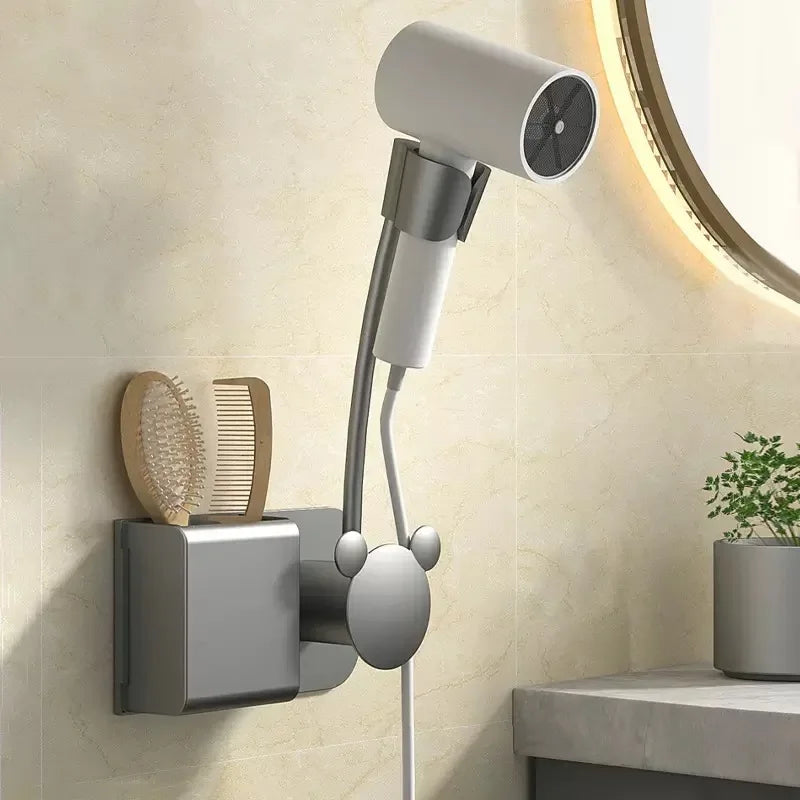 Wall Mounted Hair Dryer Holder Organizer