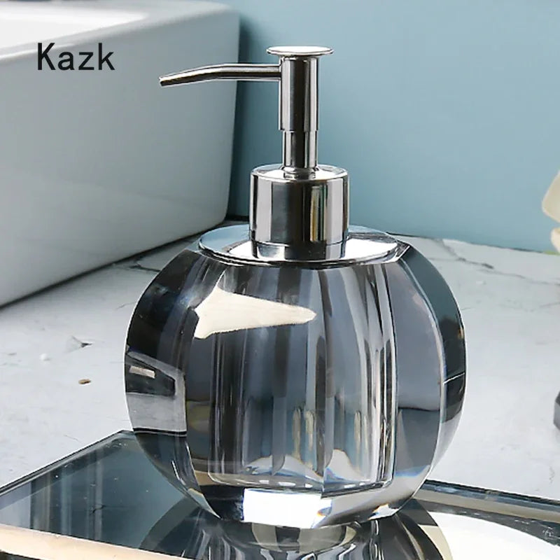 High End Crystal Glass Bathroom Accessories Set Nordic Light Luxury Wash Supplies Toothbrush Holder Cup Soap Box Shampoo Bottle