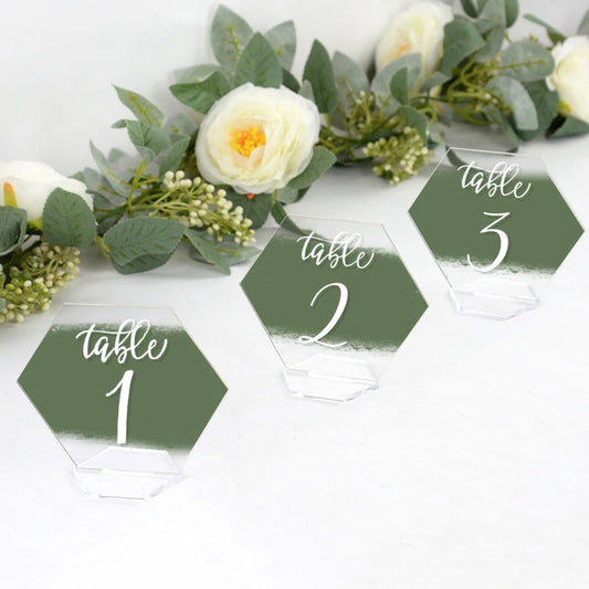 Acrylic Transparent Wedding Place Holders/Table Numbers  - 10Pcs