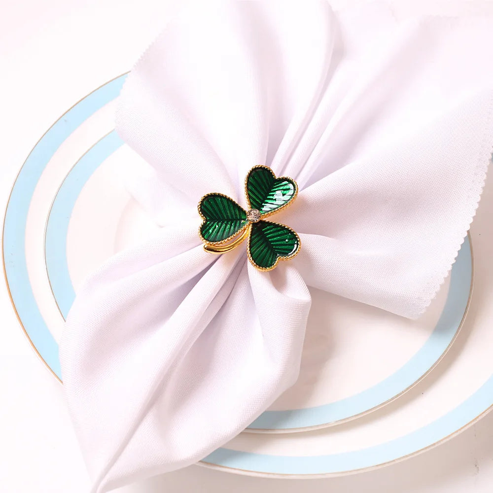 Green 4 Leaf Clover Napkin Ring - 12pcs/lot