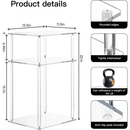 Clear Acrylic 3 Tiered- Side Table