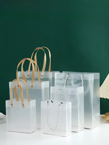 Transparent Frosted Gift Bag with Handles  -  Various Sizes and Styles - 10/20pcs