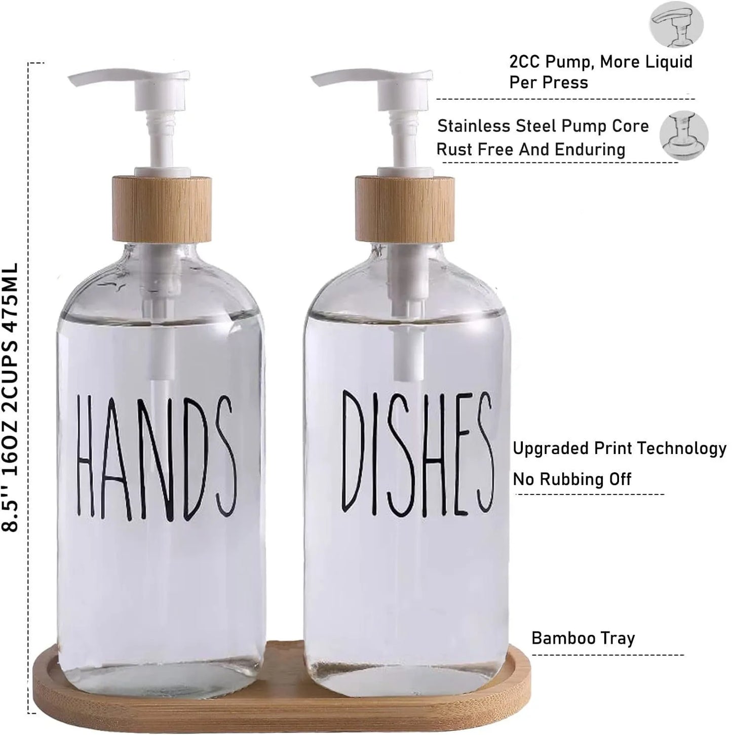 Soap Dispenser High Quality Clear Glass Hand Soap Dispenser -  550Ml / 18.60 oz