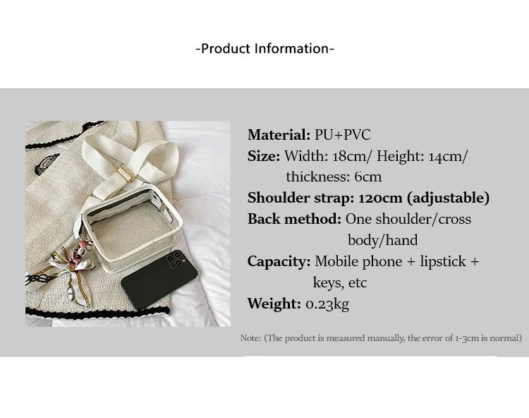 Clear Small Crossbody Bag with Adjustable Strap (Various Colors)