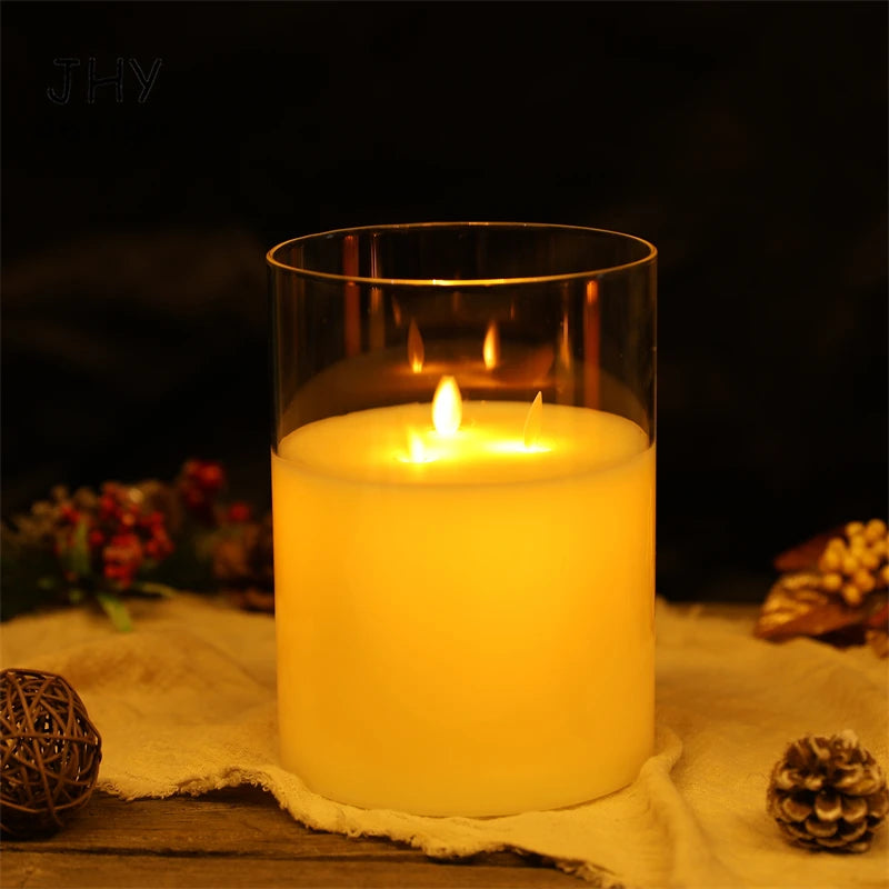 Flameless Battery Operated Flickering (Moving Wick) Candles with 6-Hour Timer Feature and Real Wax