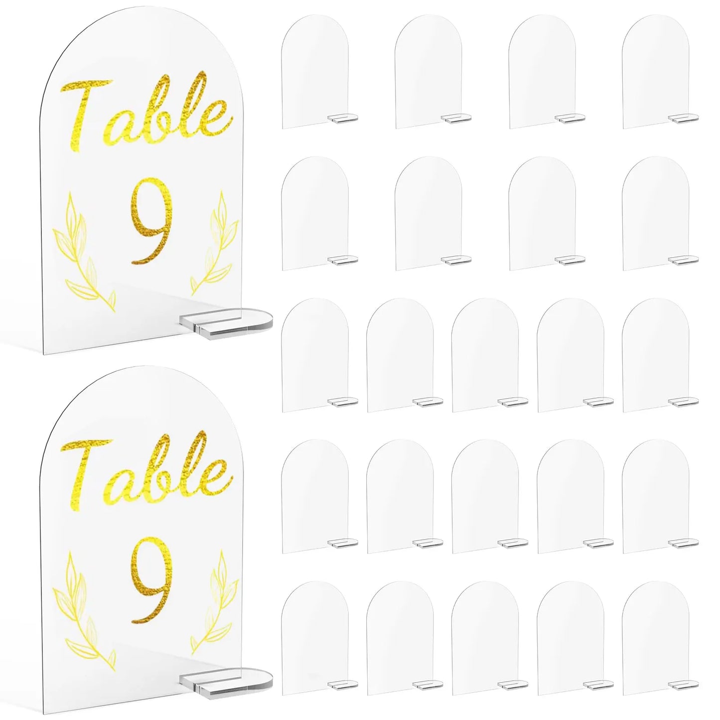 Clear Arch Acrylic Table Number Holder and  Blank Arched Name Signs 25Pcs