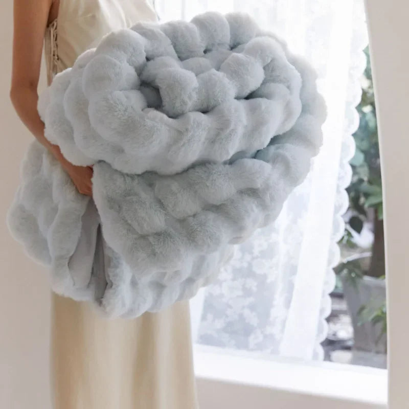 Imitation Plush Fur Plush Blanket with Pillow Case - Various Colors and Sizes