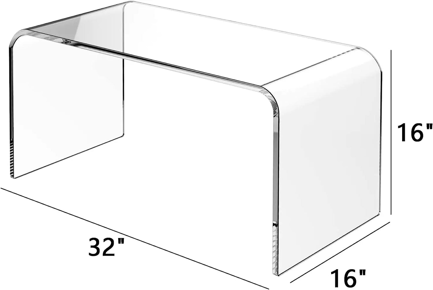 Clear Acrylic Waterfall Table, 32" L x 16" W x 16" H