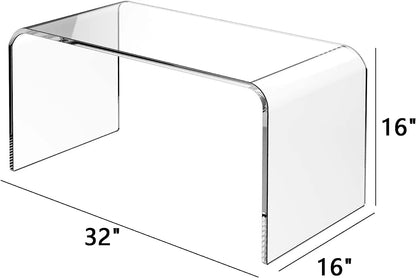 Clear Acrylic Waterfall Table, 32" L x 16" W x 16" H