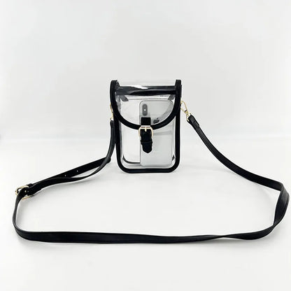 Small Transparent  PVC Crossbody Stadium Approved Bag - Nylon Straps or Chain Straps