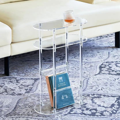 Narrow Acrylic Side Table - 3 Tiers & Round Edges