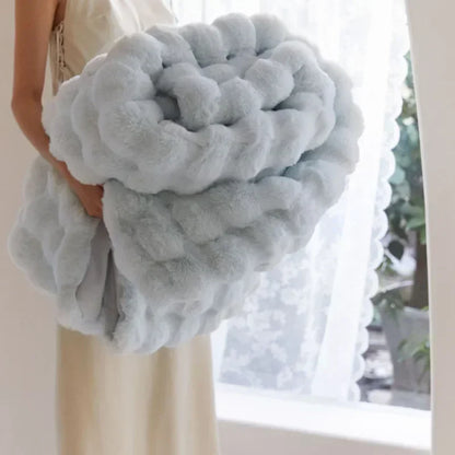 Imitation Plush Fur Plush Blanket with Pillow Case - Various Colors and Sizes