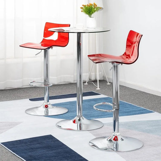 Acrylic Swivel Airlift Barstools with Mid Back, Set of 2