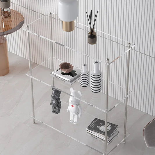 Acrylic Small Side Table with Shelves with or without Rollers