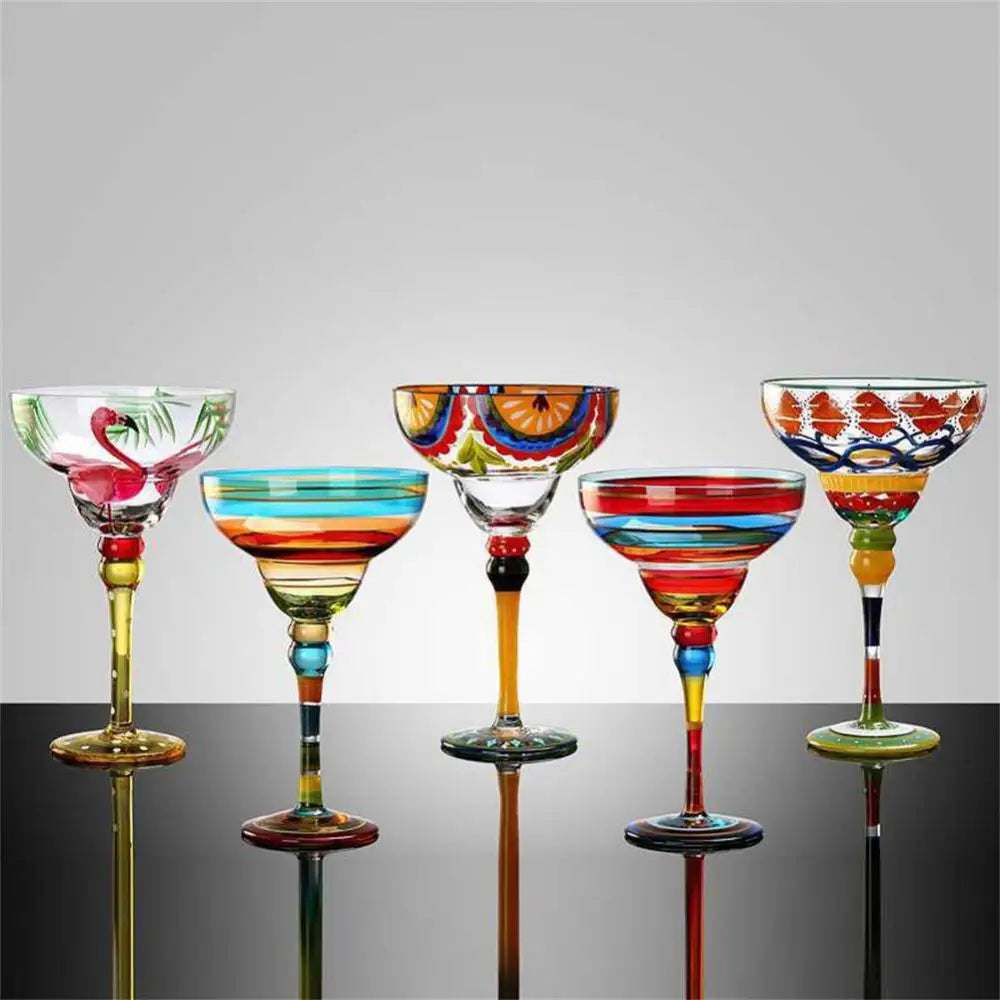 Creative  Handmade Colorful Cocktail Glasses -  Margarita, Wine, Martini Glasses