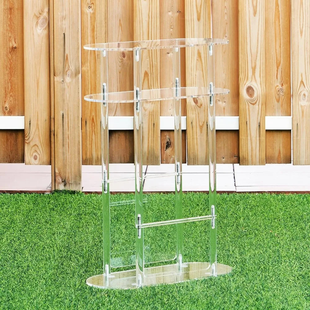 Narrow Acrylic Side Table - 3 Tiers & Round Edges