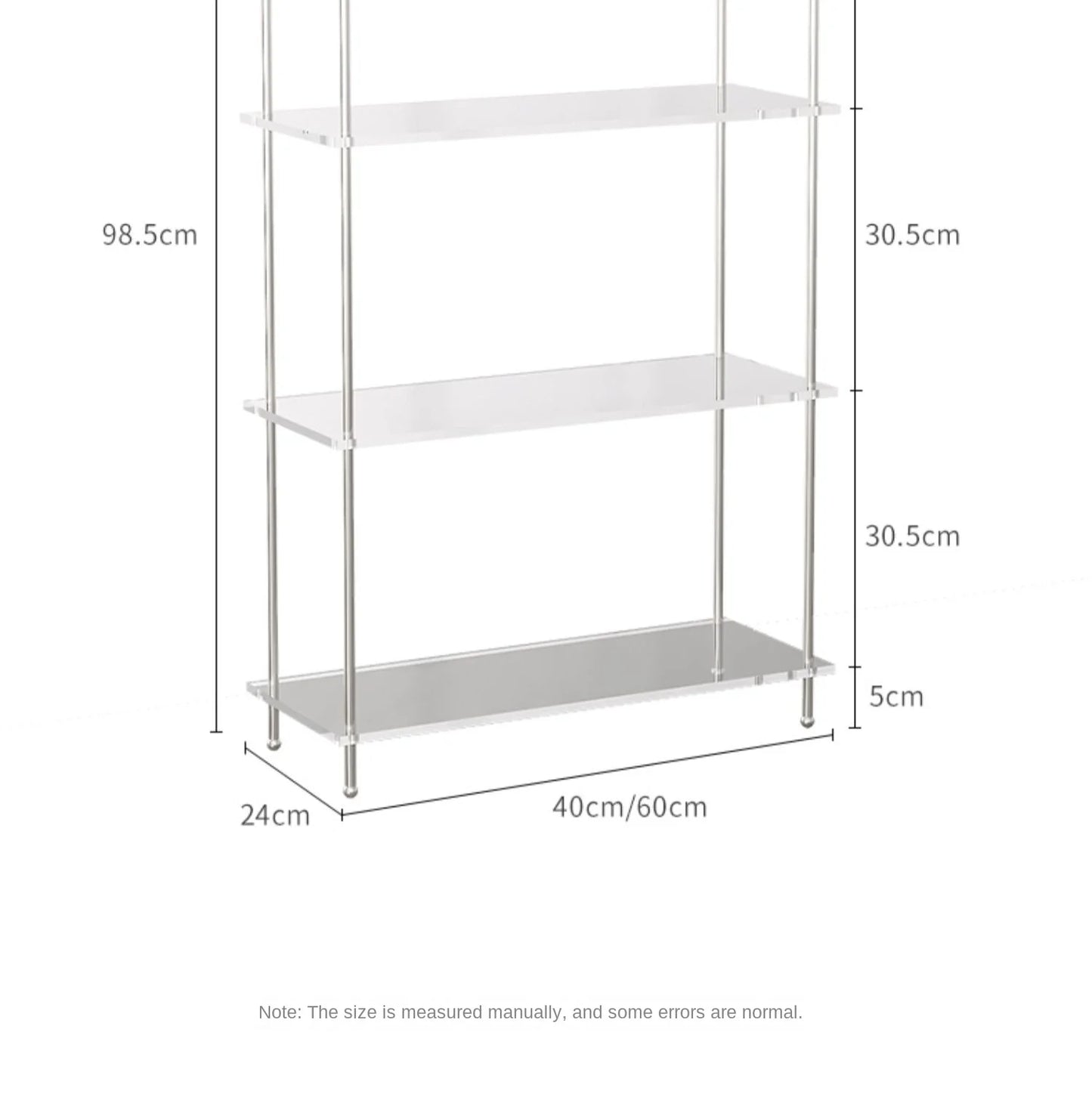 Acrylic Small Side Table with Shelves with or without Rollers