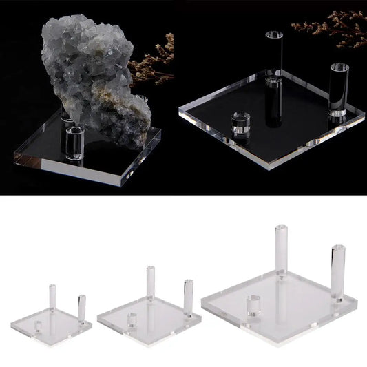 Clear Acrylic Three-Peg Base Holder Suport Display Stand for Mineral Stones D Crystal Rock Collectible Rack Table Decors